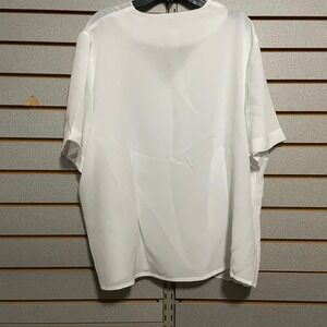 Joanna Embroidered Blouse Floral Applique Short Sleeve‎ Top White Size L Vintage